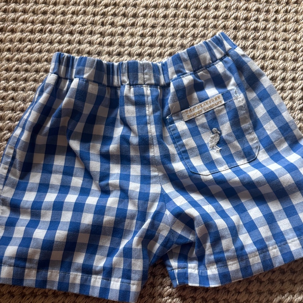 The Beaufort Bonnet Company Boys Gingham Blue and White Shorts, Size 5 - Picture 4 of 4